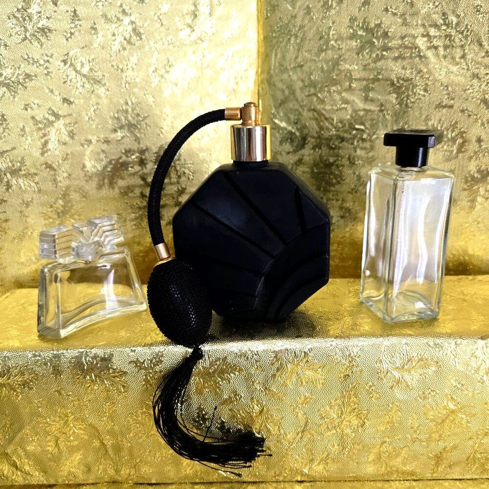 Art Deco Style Bottles, 1940s Lanvin, 80s Black Atomizer, 40s Ciro New Horizons